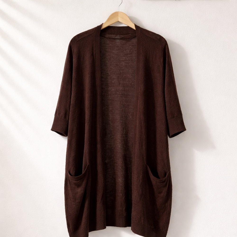 Maurice’s Size 2 Brown Open Front Cotton Rayon Cardigan